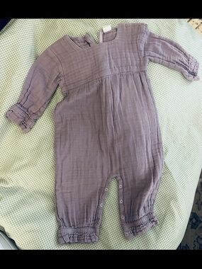 kate quinn mauve purple gauze long-sleeve romper